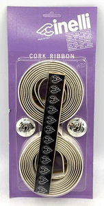 NOS VINTAGE Genuine Cinelli CORK Handlebar Tape WHITE Chrome Plugs MADE in ITALY - Picture 1 of 8