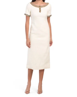 New Authentic Gucci Tweed Embroidered Dress Size 42 - Image 1 of 4