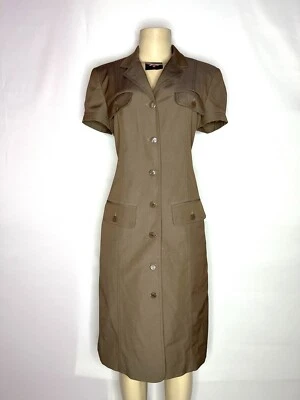 VINTAGE WORTH WOOL WOVEN BUTTON DOWN SHIRT DRESS SIZE 6 Made In USA - Image 1 of 4