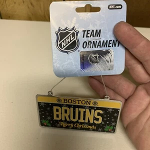 FOCO Boston Bruins Christmas Tree Ornament- Yellow/ Black “License Plate” NWT - Picture 1 of 4