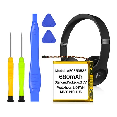 TQTHL 680mAh AEC353535 Battery for Beats Solo 2, Solo 3 Wireless Headphones with Tool