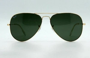 Ray Ban Aviator Gold 3025 L0205 Green Sunglasses 58 mm New - Picture 1 of 5