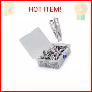 VIPbuy 60 PCS Strong Stainless Steel Clothes Pins Metal Laundry Clips with Stora - Picture 1 of 2