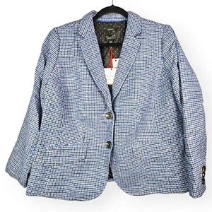 Talbots 14WP Aberdeen blau Gingham Hahnentritt Blazer Karriere klassisch adrett - Bild 1 von 16
