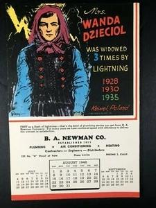 Ripley's Believe It Or Not - Calendario Publicidad Agosto 1948 - Wanda Dzieciol - Imagen 1 de 3