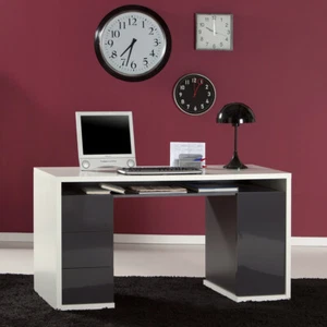 SCRIVANIA 140 X 60 UFFICIO STUDIO CAMERA COMPUTER MODERNO ADVISOR GRIGIO BIANCO - Foto 1 di 1