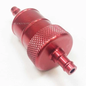 High Flow Fuel Filter Paper Element 1/4" MX Pit Bike Small Engine Anodized RED - Picture 1 of 4