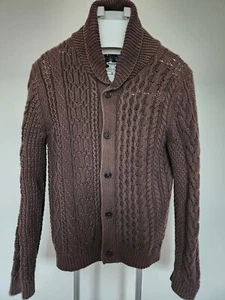 Gap Men’s Brown Cable Knit Heavy Textured Cardigan Sweater Size M - Picture 1 of 19