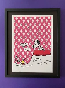 DEATH NYC Hand Signed LARGE Print Framed 16x20in COA SNOOPY PEANUTS SCHULZ N - Picture 1 of 6