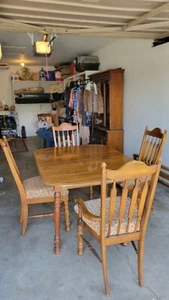 Mid-Century Solid Oak Dining Set 9 Piece - Picture 1 of 4