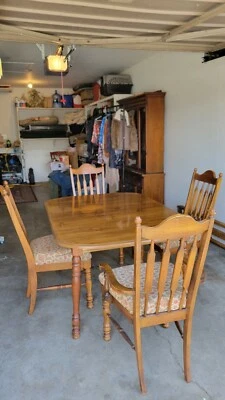 Mid-Century Solid Oak Dining Set 9 Piece - Image 1 of 4