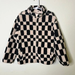 Cat & Jack Size 6/6X Checkered Fleece Full Zip Sweater Jacket - Picture 1 of 5