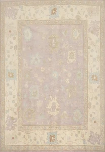 Muted Purple Oushak Area Rug 8x10 Ft Handmade Vegetable Dye Floral Wool Carpet - Picture 1 of 12