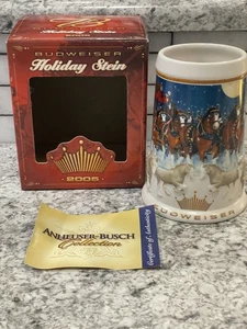 2005 BUDWEISER Holiday Beer Stein CS628 Anheuser Busch Clydesdale w/ Box - Picture 1 of 7