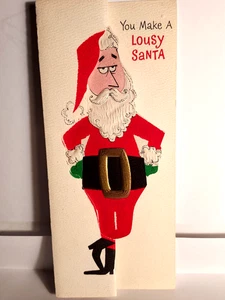 Hallmark Slim Jim LOUSY Santa HUBBY From Wife Vintage Greeting Card Die-Cut NOS - Bild 1 von 3