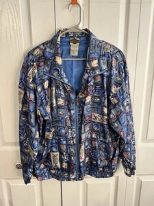 Outbrook Silk Marinewear Nautical Print Women’s Bomber Jacket Size Large Vintage - Picture 1 of 5