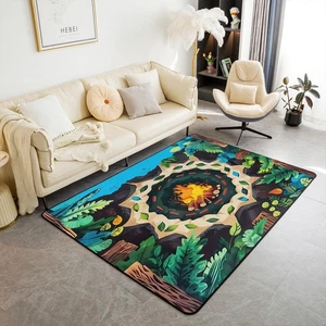 Lagerfeuer Spiel Wohnzimmer Teppiche Kinder Wald Baum Thema Vorleger 3x5 Baum St... - Bild 1 von 8