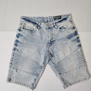 Pantalones Cortos Southpole 30 Slim Lavado Ácido Denim Envejecido Bermuda Azul Jean Años 90 Para Hombre - Imagen 1 de 10