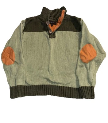 Boys Size 6 Gioberti Pullover Sweater Button Up Neck Durable Elbow Patches - Image 1 of 4