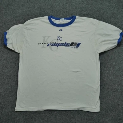 Vintage Kansas City Royals Shirt Mens 2XL White Blue Ringer KC Majestic 90s Y2K - Image 1 of 4