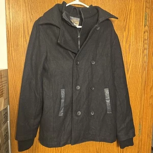 Epic Threads Boys Wool Blend Peacoat Jacket XL Black Zip Collar - Picture 1 of 8