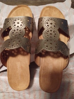 Sandalias de cuero sin cordones EASY SPIRIT BRIXTON punta abierta "bronce metálico", talla 8,5 Foto 1 de 4