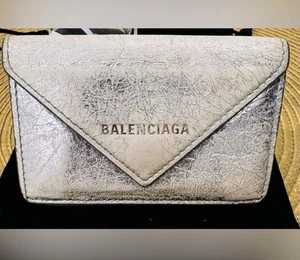 Balenciaga Silver Leather Mini Papier Wallet, EUC - Picture 1 of 10
