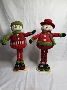 Weihnachten Pull Up Push Down Bodenstehend (2) Schneemänner Deko - Bild 1 von 12