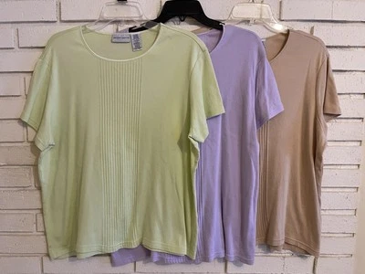 3-Jaclyn Smith Short Sleeve Sweaters Sz. X-Large Tight Knit Cotton Rayon - Image 1 of 4