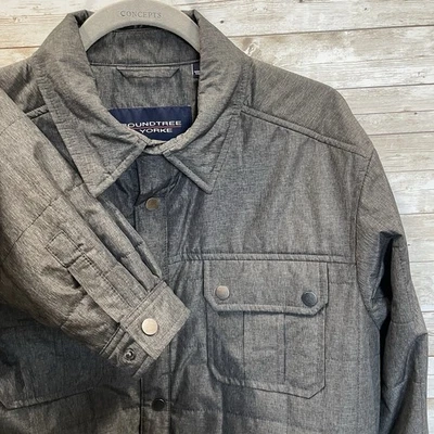 Roundtree & Yorke Mens M Jacket Gray Quilted Water Resistant Snap Lined Shacket - Image 1 of 4