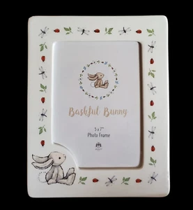 Jellycat Bashful Bunny Rabbit Photo Frame w/ Bugs White 5" x 7" Picture Ceramic - Picture 1 of 5
