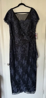 JS Collections Lace Overlay Cocktail Dress Black/Navy Size 16W NWT $288 - Image 1 of 4