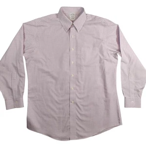 Brooks Brothers Hemd Herren 17-34 Lila Gingham Classic Bügelfrei Button Down - Bild 1 von 10
