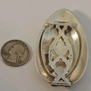 Antique Sterling Silver Traveling Folding Medicine Spoon 6 7/8" Engraved MADGE - Picture 1 of 9