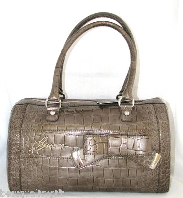 Guess By Marciano Tote De Cuero Patente Con Estampado De Cocodrilo, Bolso Nuevo - Imagen 1 de 4