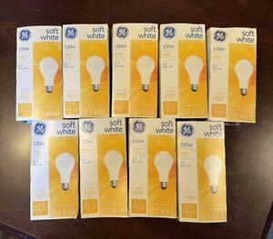 GE 10429 150W 150 Watt Bright Soft White A21 Light Bulb Lot of 9 New Bulbs