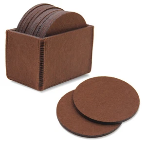 Set of 10 Felt Coasterwith Holder, Table Coasters & Protect Furniture Brown - Picture 1 of 5