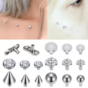 1 STCK. Edelstahl Hautanker CZ Top Skin Diver Bases Micro Dermal Piercing - Bild 1 von 13