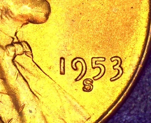 1953-S/S LINCOLN WHEAT CENT -  RPM-005  (E)  - BU RED -  FREE SHIPPING! - Picture 1 of 3