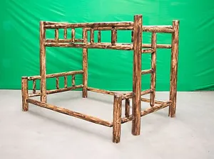 Northern Torched Cedar Log Bunk Bed - Twin/Queen - Solid Wood/Free Shipping - Picture 1 of 2