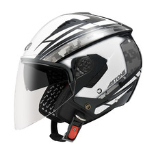 ASTONE AS-205 BLACK/AQ1 WHITE JET HELMET 
