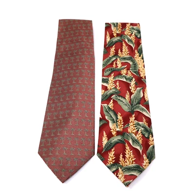 Lote de 2 corbatas Tommy Bahama 100 % seda para hombre florales palmeras fuera de la isla Foto 1 de 4