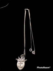 sterling silver 925 Heart and Crown Pendant Necklace Love & Reaped - Picture 1 of 5