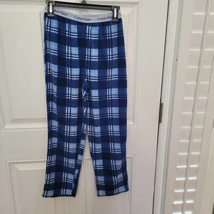 calvin Klein plaid boys sleeping pants size Med 10-12 Fleece Plaid Blue - Picture 1 of 12