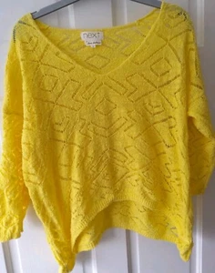 Next Size 12, Oversized Pretty Sunny Yellow Knit Jumper, Overlay Top. - Picture 1 of 4