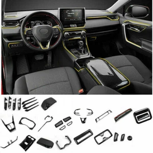 Carbon Fiber Style Interior Decoration Full Set Covers For Toyota RAV4 2019-2023 - Picture 1 of 9