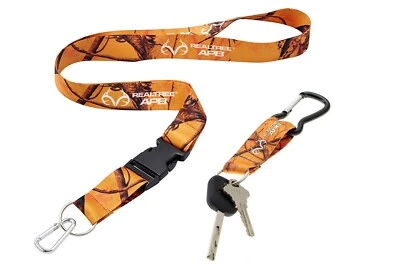 Realtree AP Blaze Camo Neck Lanyard W Quick Release & APB Orange Camo Key Ring - Image 1 of 4