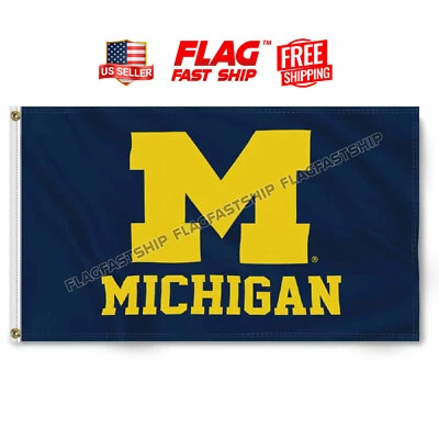 Michigan Wolverines 3x5 pies Bandera Hombre Cueva Logo Banner Fútbol NCAA Envío GRATIS Foto 1 de 4