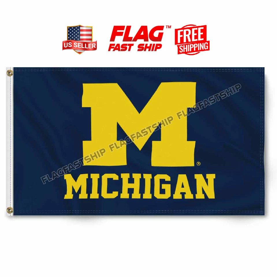 Michigan Wolverines 3x5 pies Bandera Hombre Cueva Logo Banner Fútbol NCAA Envío GRATIS Foto 1 de 4