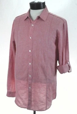 Camisa INC Mezcla de Lino Coral Rojo Naranja Abotonada L/S Informal Verano Para Hombre S $65 Foto 1 de 4